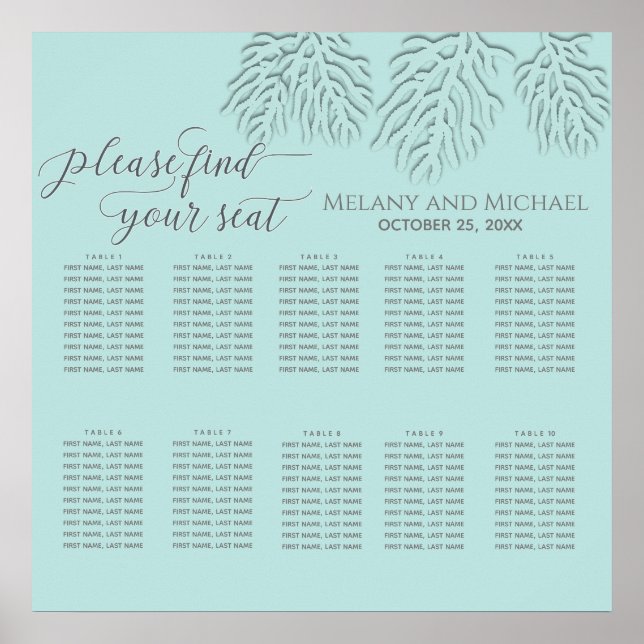 Affiche Calligraphie romantique en relief bleu puriste (Devant)