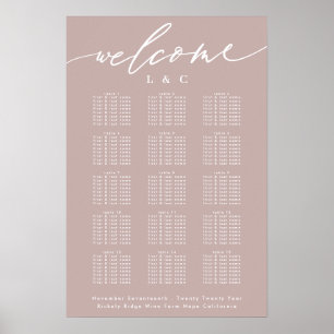 Affiche Calligraphie rose foncé - Carte de bienvenue
