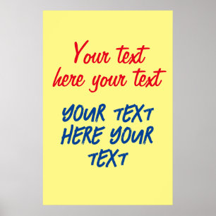 Affiche Calligraphie rouge bleu Votre texte ici Remplacer