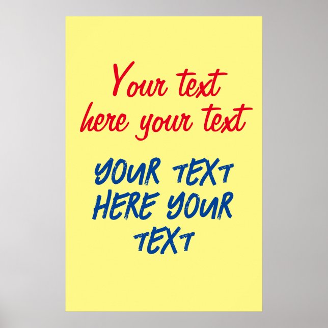 Affiche Calligraphie rouge bleu Votre texte ici Remplacer  (Devant)