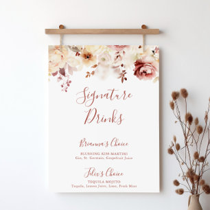 Affiche Calligraphie signature florale gracieuse Boissons