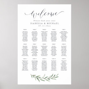 Affiche Calligraphie simple Carnet de sièges rustique vert