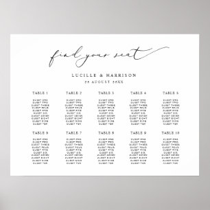 Affiche Calligraphie simple Mariage 10 tables Plan de sièg