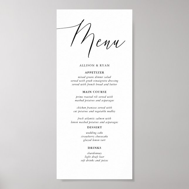Affiche Calligraphie simple numérique Menus Mariages rusti (Devant)