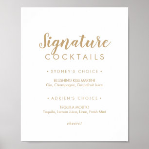 Affiche Calligraphie simple   Signature Gold Cocktails Sig