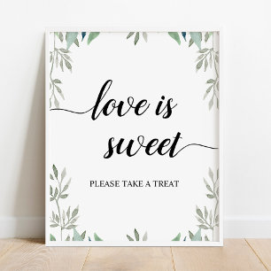 Affiche Calligraphie verte Mariage L'amour est doux signe