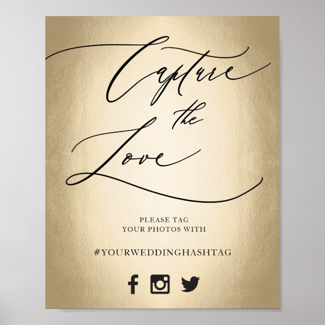 Affiche Calligraphy Script Capture The Love Wedding Sign (Devant)