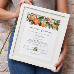 Affiche Calliope - Certificat de mariage Orange Blossom