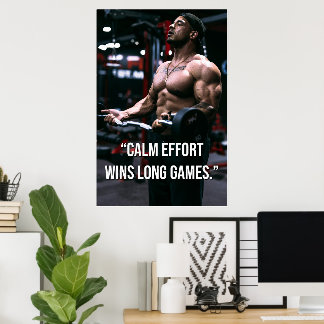 Affiche Calm Effort Wins Long Games Gym Motivation Quote