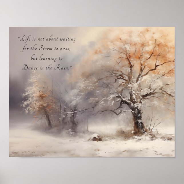 Affiche Calm Watercolor Landscape and Inspirational Quote (Devant)