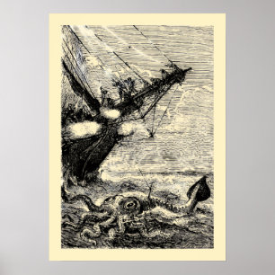 Affiche Calmar géant de 20000 Lieues sous les mers.