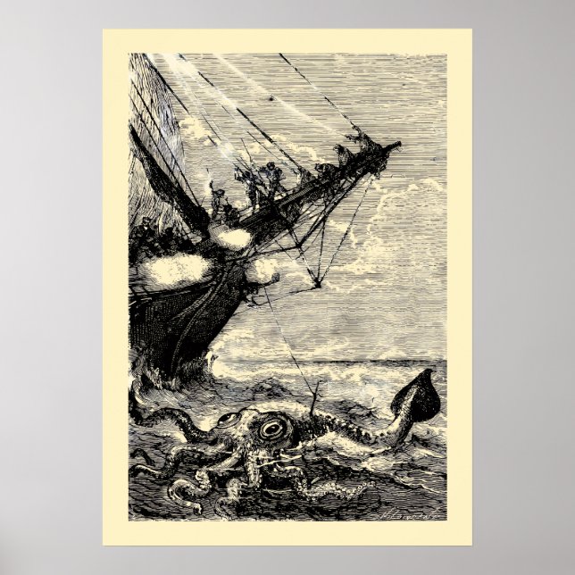 Affiche Calmar géant de 20000 Lieues sous les mers. (Devant)