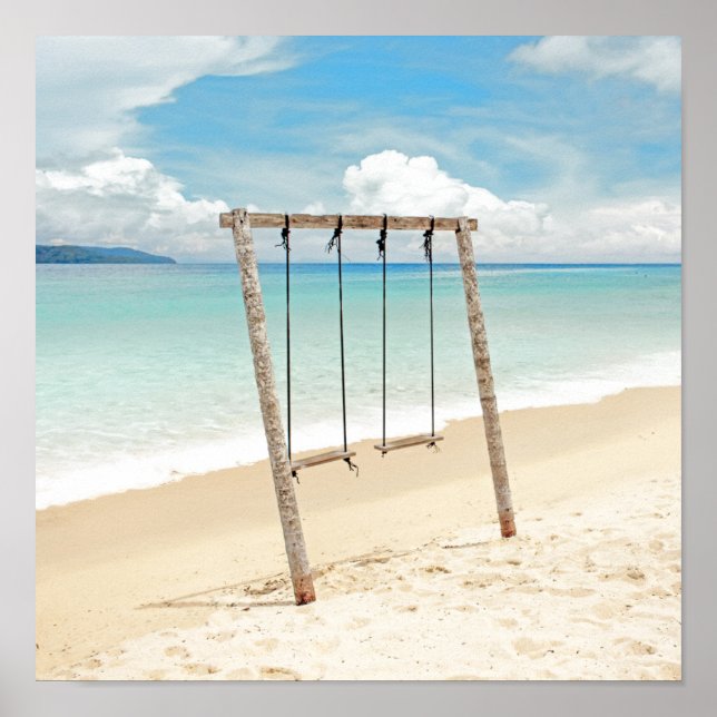 Affiche Calme Blue Beach Swing Ocean Photographie (Devant)