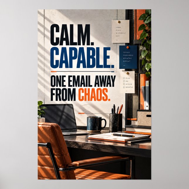 Affiche Calme Capable À Un Email Du Chaos Typographie De B (Devant)