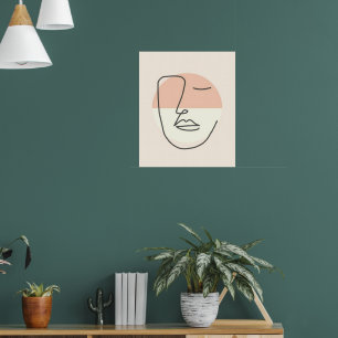 Affiche Calme en Ligne – Visage Abstrait Minimaliste
