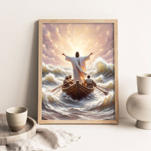 Affiche Calme la tempête, Art chrétien, Paix soyez toujour