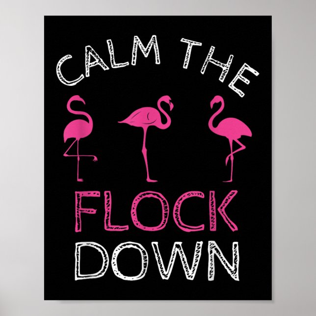 Affiche Calme Le Flock Down Flamant rose Rose Cadeau Été (Devant)