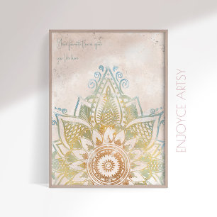 Affiche Calme tonalité naturelle or mandala art spirituel 