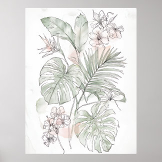 Affiche Calming Floral & Leaf Wall Art – Gift for New Home