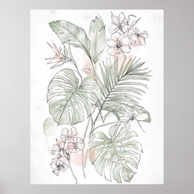 Affiche Calming Floral & Leaf Wall Art – Gift for New Home (Devant)