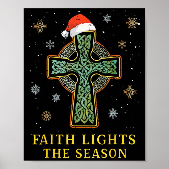 Affiche Calotte de Noël de la foi chrétienne croix celtiqu (Devant)