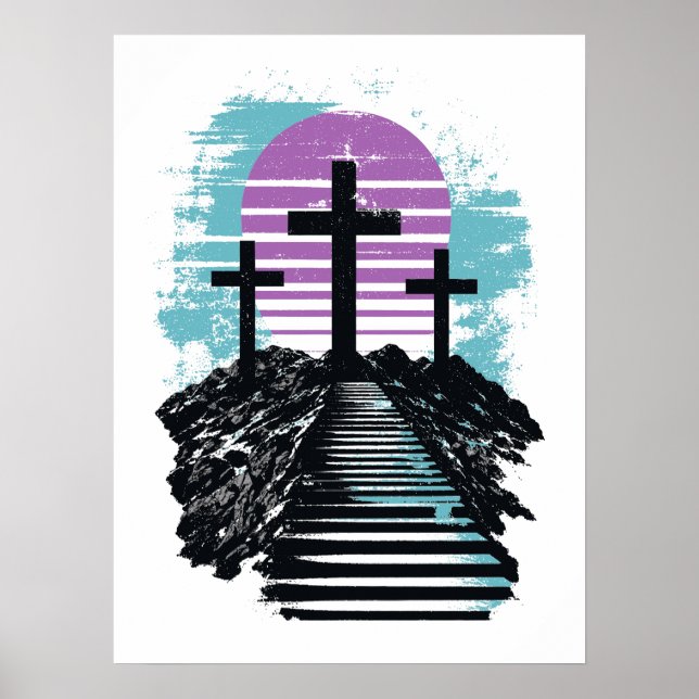 Affiche Calvaire Golgotha c'est fini Moderne chrétien (Devant)