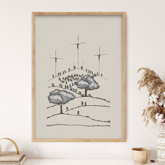 Affiche Calvaire, Vieille Croix Rugueuse, Crucifixion, Art