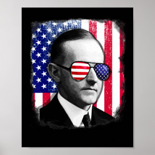 Affiche Calvin Coolidge Drapeau américain 4 juillet
