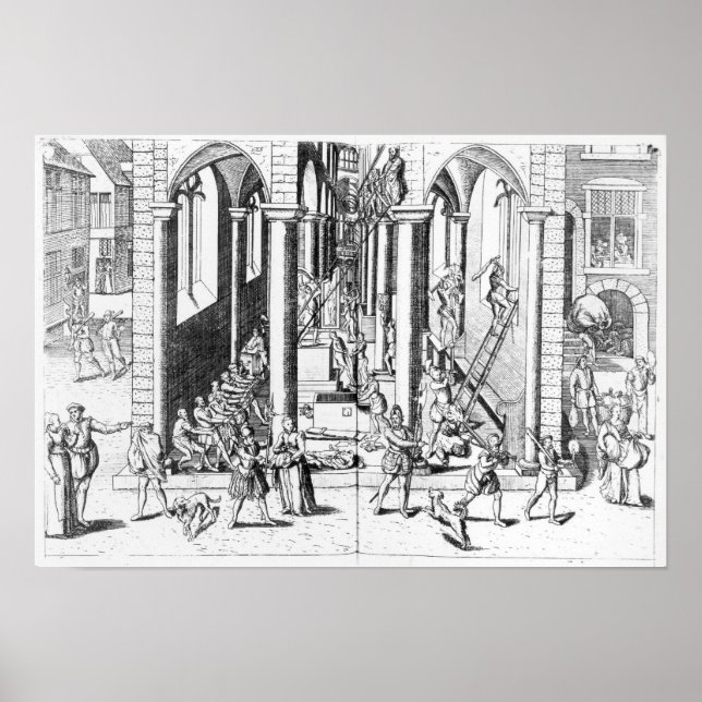 Affiche Calvinistes détruisant des statues (Devant)