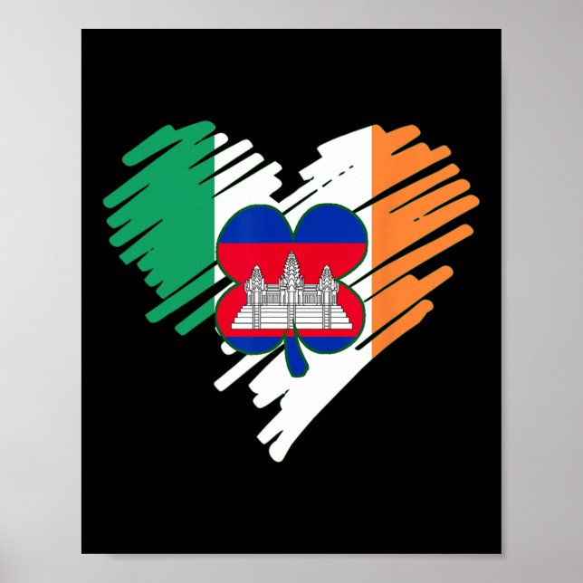 Affiche Cambodge Drapeau cambodgien fier St. Patricks Day  (Devant)