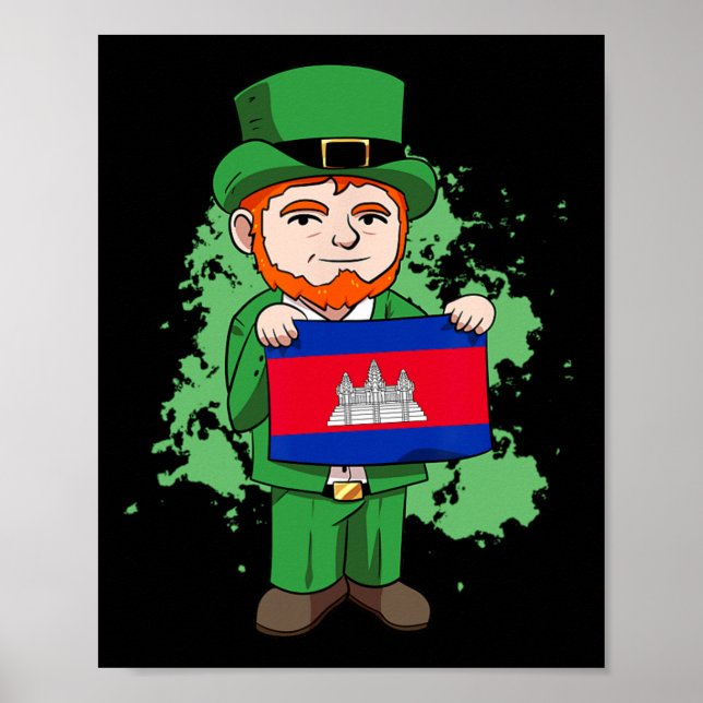 Affiche Cambodge Fier Drapeau cambodgien Saint-Patricks Da (Devant)
