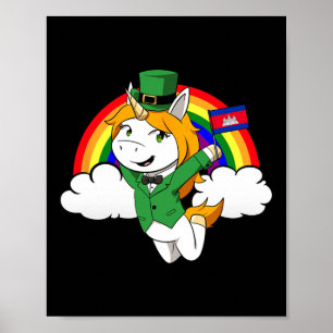 Affiche Cambodge Fier Drapeau cambodgien Saint-Patricks Da