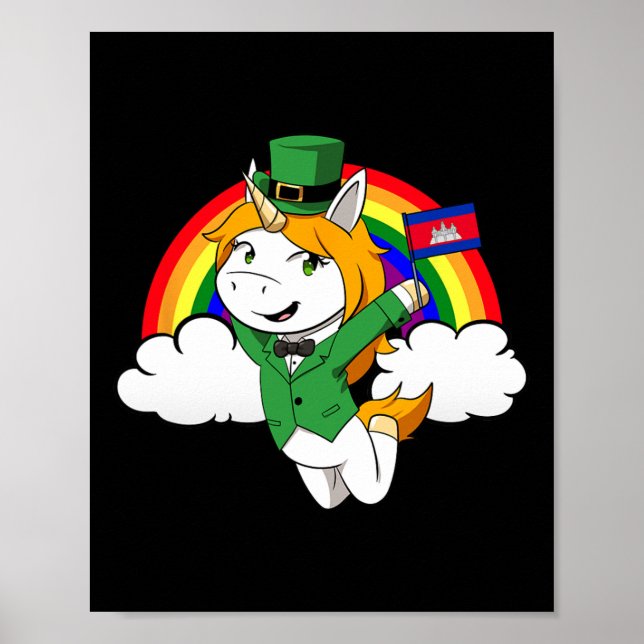 Affiche Cambodge Fier Drapeau cambodgien Saint-Patricks Da (Devant)