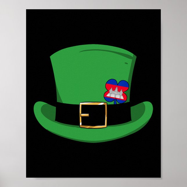 Affiche Cambodge Fier Drapeau cambodgien Saint-Patricks Da (Devant)