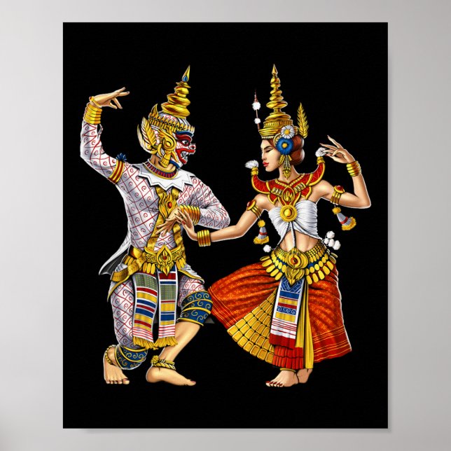 Affiche Cambodge Khmer traditionnelle danse Apsara Cambodg (Devant)