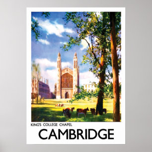 Affiche Cambridge, chapelle du King's College, Royaume-Uni