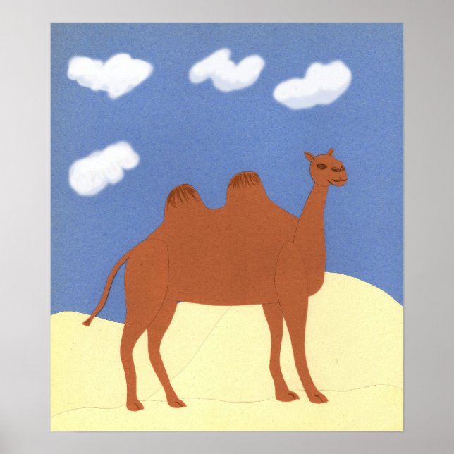 Affiche Camel sur les dunes du désert (Devant)
