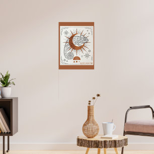 Affiche Caméléon Boho Soleil et Étoiles Art Reptile