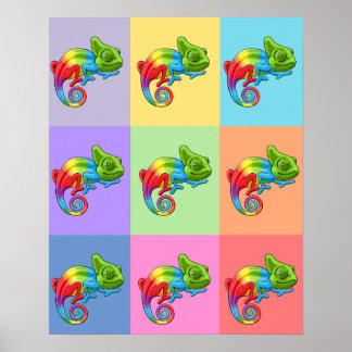 Affiche Cameleon Pop Art Rainbow Color Photo Bloc tendance