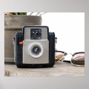 Affiche Caméra de film vintage Pot et lunettes 16x20