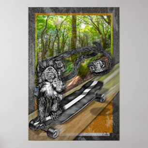 Affiche Caméra de Patinage Simian de Monkey Selfie