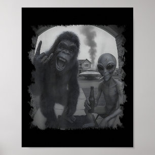 Affiche Caméra de porte drôle hommes femmes Sasquatch Ufo