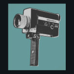 Affiche Caméra vidéo Pop Art Super 8<br><div class="desc">Dans les années 1950 et 1960, la super caméra 8 produisait des films à domicile pour les familles partout dans le monde. Le design Super 8 Movie Camera a été traité pop art et est dans les couleurs gris et noir. Si vous êtes un passionné de cinéma ou aimez faire...</div>