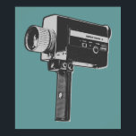 Affiche Caméra vidéo Pop Art Super 8<br><div class="desc">Dans les années 1950 et 1960, la super caméra 8 produisait des films à domicile pour les familles partout dans le monde. Le design Super 8 Movie Camera a été traité pop art et est dans les couleurs gris et noir. Si vous êtes un passionné de cinéma ou aimez faire...</div>
