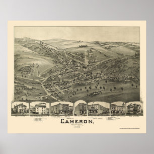 Affiche Cameron, WV Panoramic Map - 1899