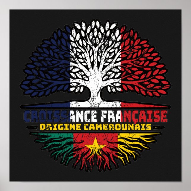 Affiche Cameroun Français Cameroun Drapeau Des Racines D'A (Devant)