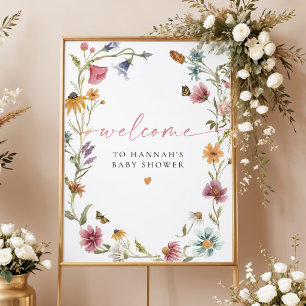 Affiche CAMILLA Boho Fille aux Fleurs Sauvages Baby Shower