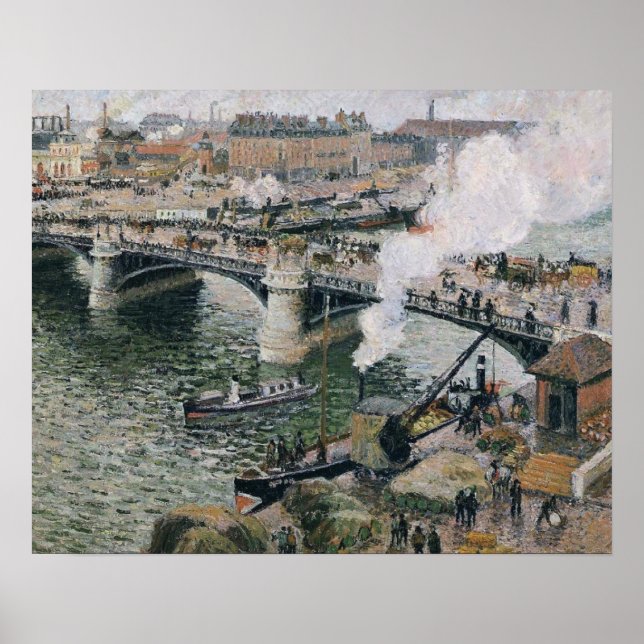 Affiche Camille Pissarro Pont Boieldieu à Rouen Peinture (Devant)