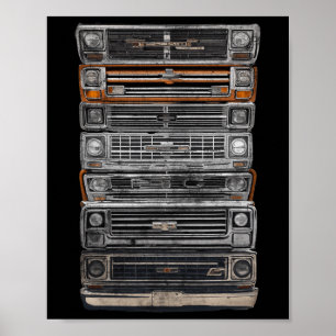 Affiche Camion à carrosserie carrée Une légende américaine