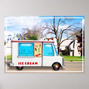 Affiche Camion à glace dans la rue